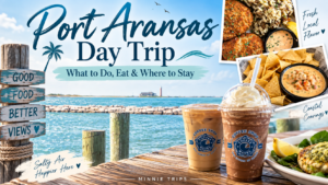 Port Aransas day trip guide with waterfront views, Coffee Waves drinks and local seafood