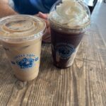 Two iced coffee drinks at Coffee Waves in Port Aransas, Texas